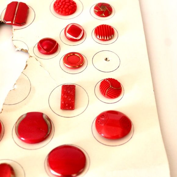 Vintage Red Glass Button Collection - Picture 2 of 9
